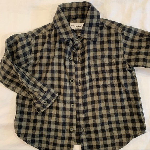 Miles the label baby boy flannel button down shirt - 18 months - Picture 2 of 6